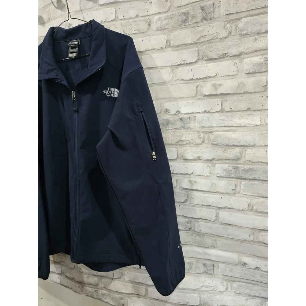 The North Face Apex‎ Men XL Full Zip Hooded Softshell Jacket Blue Drawstring Hem